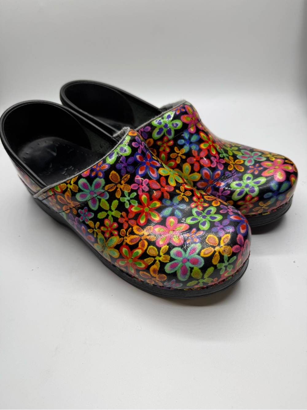 Dansko Professional Floral Patent Leather Clogs EU 39 Multicolor